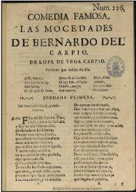 Comedia famosa. Las mocedades de Bernardo del Carpio / de Lope de Vega Carpio | Biblioteca Virtual Miguel de Cervantes