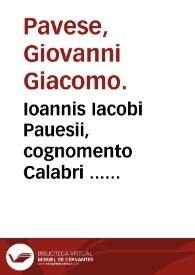 Ioannis Iacobi Pauesii, cognomento Calabri ... Peripateticae disputationes in prima Aristotelis Philosophia... | Biblioteca Virtual Miguel de Cervantes