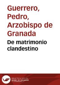 De matrimonio clandestino | Biblioteca Virtual Miguel de Cervantes