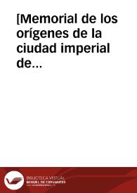 [Memorial de los orígenes de la ciudad imperial de Toledo y su posterior conquista a los almorávides por el rey Alfonso VI] | Biblioteca Virtual Miguel de Cervantes