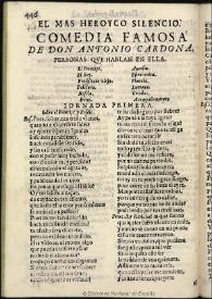 El mas heroyco silencio / de don Antonio Cardona | Biblioteca Virtual Miguel de Cervantes