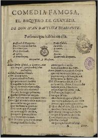 El baquero de Granada / de Don Iuan Bautista Diamante | Biblioteca Virtual Miguel de Cervantes