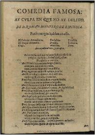 Ay culpa en que no ay delito / de D. Roman Montero de Espinosa | Biblioteca Virtual Miguel de Cervantes