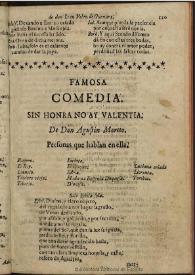 Sin honra no ay valentia | Biblioteca Virtual Miguel de Cervantes