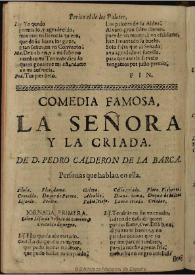 La Señora y la Criada / Pedro Calderón de la Barca | Biblioteca Virtual Miguel de Cervantes