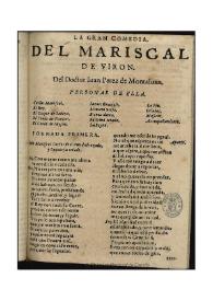 El Mariscal de Viron / del doctor Iuan Perez de Montaluan | Biblioteca Virtual Miguel de Cervantes