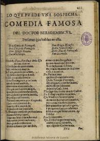 Lo que puede una sospecha / Antonio Mira de Amescua ; ed. Ángeles Torres Sánchez | Biblioteca Virtual Miguel de Cervantes