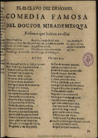 El esclauo del demonio / compuesta por el doctor Mira de Mescua [sic] | Biblioteca Virtual Miguel de Cervantes