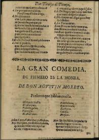 Primero es la honra / D. Agustín Moreto y Cabaña; colección hecha e ilustrada por D. Luis Fernández-Guerra y Orbe | Biblioteca Virtual Miguel de Cervantes