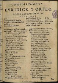 Euridice y Orfeo [1662] / de don Antonio de Solis | Biblioteca Virtual Miguel de Cervantes