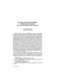 Quevedo y la traducción bíblica : tradiciones y contextos. (En torno al "Cantar de los Cantares") / Valentín Núñez Rivera | Biblioteca Virtual Miguel de Cervantes