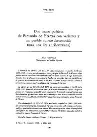 Dos textos poéticos de Fernando de Herrera con variantes y un posible soneto semidesconocido (más una lira antiherreriana) / Juan Montero | Biblioteca Virtual Miguel de Cervantes