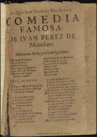 Lo que son iuycios del cielo / de Iuan Perez de Montaluan | Biblioteca Virtual Miguel de Cervantes