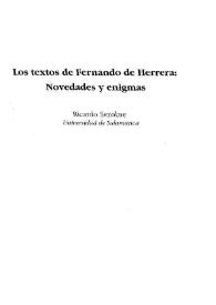 Los textos de Fernando de Herrera: novedades y enigmas / Ricardo Senabre | Biblioteca Virtual Miguel de Cervantes