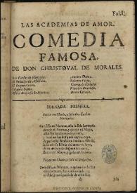 Las academias de amor / de don Christoual de Morales | Biblioteca Virtual Miguel de Cervantes