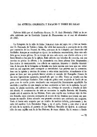 La antigua Colegiata y palacio y torre de Salas / informe leído por ... Luis Menéndez Pidal en la sesión celebrada por la Comisión Central de Monumentos en el mes de diciembre de 1957 | Biblioteca Virtual Miguel de Cervantes