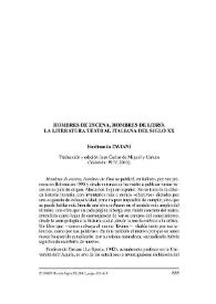 Ferdinando Taviani. "Hombres de escena, hombres de libro. La literatura teatral italiana del siglo XX". Traducción y edición Juan Carlos de Miguel y Canuto (Valencia: PUV, 2010) / Paolino Nappi | Biblioteca Virtual Miguel de Cervantes