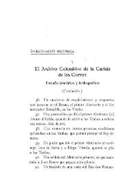 El Archivo Colombino de la Cartuja de las Cuevas. Estudio histórico y bibliográfico (Conclusión) / Manuel Serrano y Sanz | Biblioteca Virtual Miguel de Cervantes