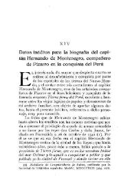 Datos inéditos para la biografía del capitán Hernando de Montenegro, compañero de Pizarro en la conquista del Perú / marqués de Rafal | Biblioteca Virtual Miguel de Cervantes