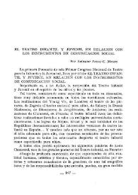 Teatro infantil y juvenil en relación con los instrumentos de comunicación social / por Salvador Ferrer C. Maura | Biblioteca Virtual Miguel de Cervantes