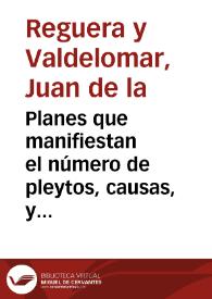 Planes que manifiestan el número de pleytos, causas, y expedientes civiles, criminales, y de hidalguía, despachados por las Salas de lo Civil, del Crimen, y de Hijosdalgo de la Real Chancillería de Granada con expresion de los existentes, y un resumen de todos ellos, y de las penas corporales impuestas á los reos en el año de 1796 / formados ... por D. Juan de la Reguera, y Valdelomár... | Biblioteca Virtual Miguel de Cervantes