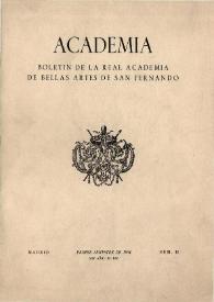 Academia : Boletín de la Real Academia de Bellas Artes de San Fernando. Primer semestre 1964. Número 18. Preliminares e índice | Biblioteca Virtual Miguel de Cervantes