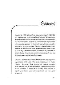 Boletín Iberoamericano de Teatro para la Infancia y la Juventud, núm. 19 (octubre-diciembre 1980). Editorial | Biblioteca Virtual Miguel de Cervantes