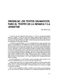 Origen de los textos dramáticos para el Teatro de la Infancia y la Juventud / por Orna Porat | Biblioteca Virtual Miguel de Cervantes