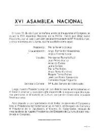 XVI Asamblea Nacional | Biblioteca Virtual Miguel de Cervantes