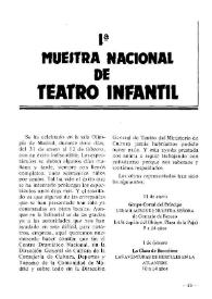 1ª Muestra Nacional de Teatro Infantil en Madrid | Biblioteca Virtual Miguel de Cervantes