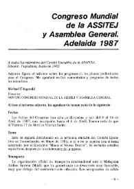 Congreso Mundial de la ASSITEJ y Asamblea General. Adelaida 1987 | Biblioteca Virtual Miguel de Cervantes