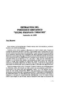 Extractos del periódico británico "Young people's theatre" Noviembre de 1988 / Paul Harman | Biblioteca Virtual Miguel de Cervantes