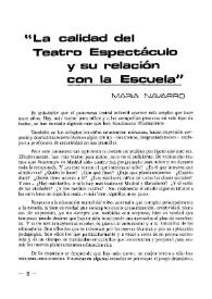 La calidad del teatro espectáculo y su relación con la escuela / por María Navarro | Biblioteca Virtual Miguel de Cervantes