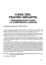 Casa del Teatro Infantil. Programación para la temporada 1989-90 [Avignon] | Biblioteca Virtual Miguel de Cervantes