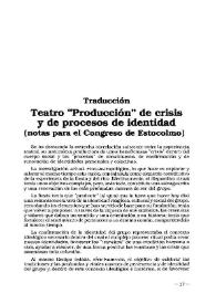 Teatro "Producción" de crisis y de procesos de identidad (notas para el Congreso de Estocolomo) : Traducción | Biblioteca Virtual Miguel de Cervantes