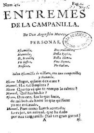 Entremes de la campanilla / de don Agustín Moreto | Biblioteca Virtual Miguel de Cervantes