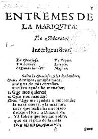 Entremes de la mariquita / De Don Agustín Moreto | Biblioteca Virtual Miguel de Cervantes