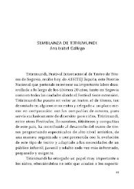 Semblanza de Titirimundi / Ana Isabel Gallego | Biblioteca Virtual Miguel de Cervantes