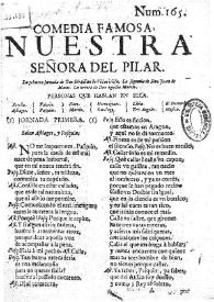 Nuestra Señora del Pilar / La primera jornada de Don Sebastian de Villaviciosa. La segunda de Don Juan de Matos. La tercera de Don Agustin Moreto | Biblioteca Virtual Miguel de Cervantes