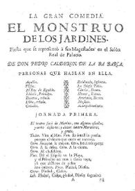 El monstruo de los jardines / Pedro Calderón de la Barca | Biblioteca Virtual Miguel de Cervantes