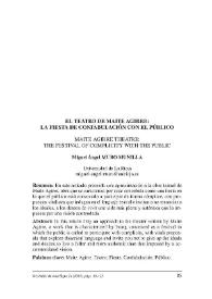 El teatro de Maite Agirre: la fiesta de confabulación con el público / Miguel Ángel Muro Munilla | Biblioteca Virtual Miguel de Cervantes