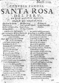 Santa Rosa del Peru / de Don Agustin Moreto y Don Pedro Lanini y Sagredo | Biblioteca Virtual Miguel de Cervantes