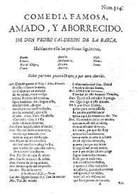 Amado y aborrecido / Pedro Calderón de la Barca | Biblioteca Virtual Miguel de Cervantes