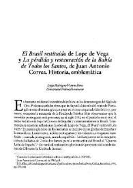 "El Brasil restituido" de Lope de Vega y "La pérdida y restauración de la Bahía de Todos los Santos", de Juan Antonio Correa. Historia, emblemática / Lygia Rodrigues Vianna Peres | Biblioteca Virtual Miguel de Cervantes