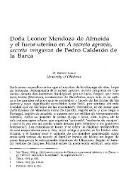 Doña Leonor Mendoza de Almeida y el furor uterino en "A secreto agravio, secreta venganza" de Pedro Calderón de la Barca / A. Robert Lauer | Biblioteca Virtual Miguel de Cervantes