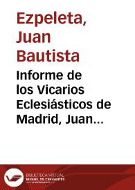 Informe de los Vicarios Eclesiásticos de Madrid, Juan Bautista de Ezpeleta y Bartolomé Muñoz de Torres, con fecha de 27 de octubre de 1803 sobre seis tragedias de María Rosa de Gálvez | Biblioteca Virtual Miguel de Cervantes