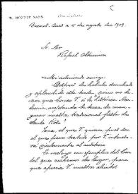 Carta de Ricardo Monner Sans a Rafael Altamira. Buenos Aires, 4 de agosto de 1909 | Biblioteca Virtual Miguel de Cervantes