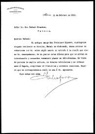 Carta de Telesforo García a Rafael Altamira. México, 11 de febrero de 1910 | Biblioteca Virtual Miguel de Cervantes