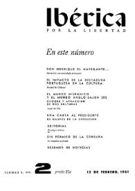 Ibérica por la libertad. Volumen 9, Nº 2, 15 de febrero de 1961 | Biblioteca Virtual Miguel de Cervantes