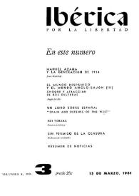 Ibérica por la libertad. Volumen 9, Nº 3, 15 de marzo de 1961 | Biblioteca Virtual Miguel de Cervantes